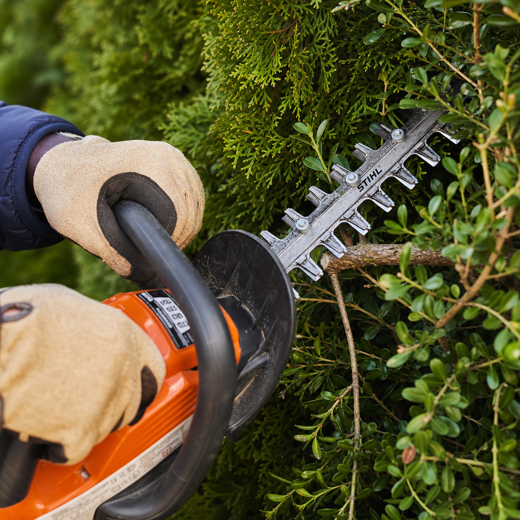 Matching a hedge trimmer blade to different hedge types like privet and arborvitae.