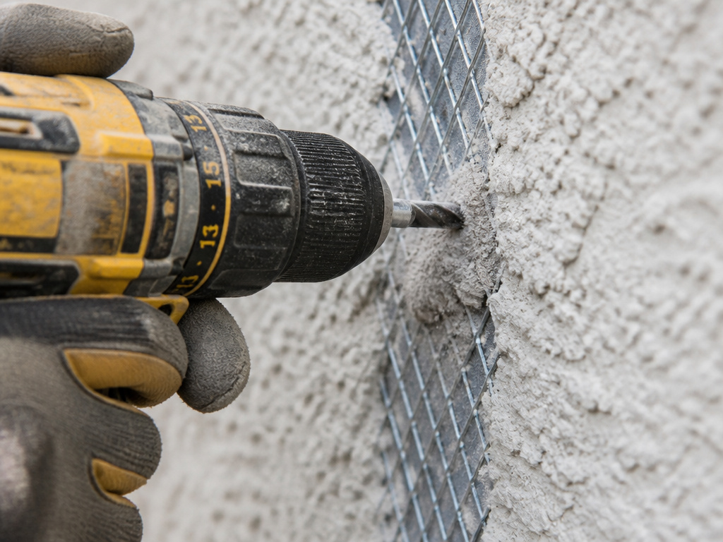 Drilling through metal lath in stucco with a carbide-tipped bit