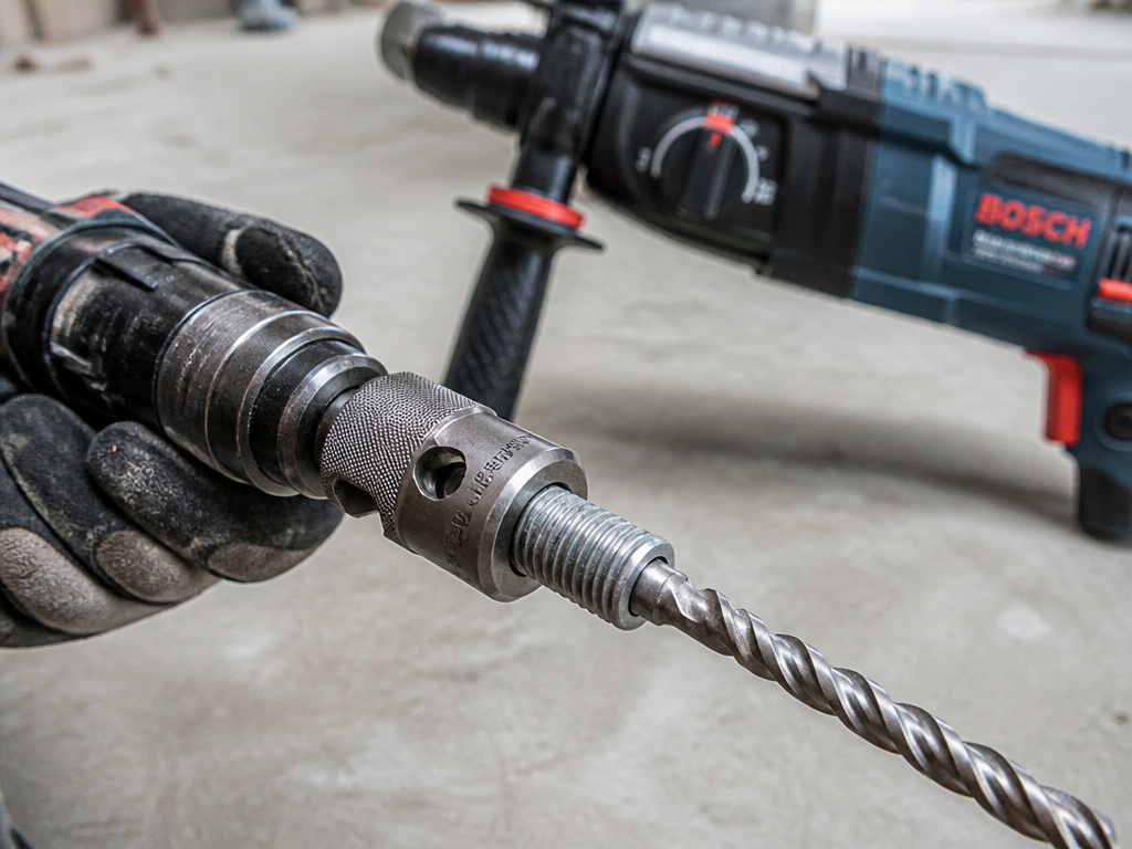 SDS bit adapter in a standard hammer drill versus a proper rotary hammer.