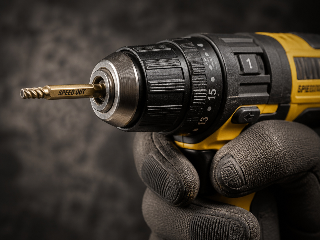 Drill set to low gear and reverse for using a Speed Out extractor bit.