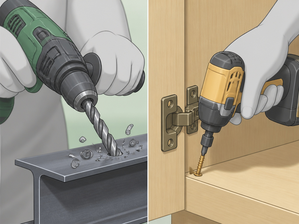 Power drill vs screwdriver comparison for drilling metal and installing hinges