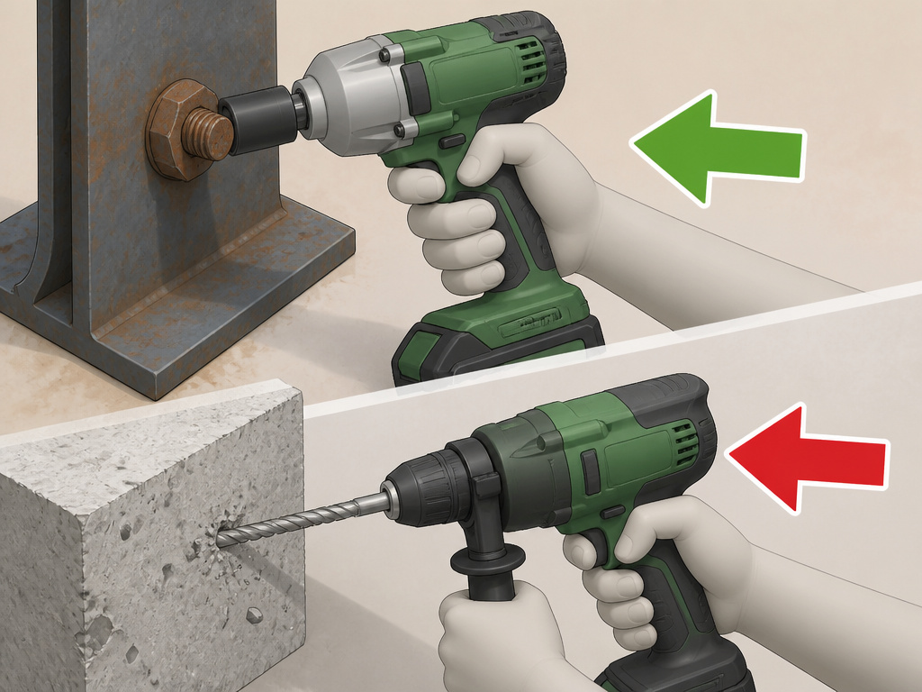 Impact wrench vs impact drill decision chart for bolts or concrete